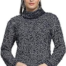 Womens Self Design Navy Blue Mock Neck Full Sleeve Top_1243738TP-1-34-image-63