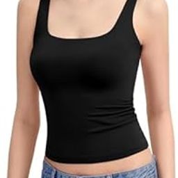 Women Padded Camisole Workout Top| Tank Top with No Trace,Square Neck Seamless Vest,Elastic Removable Wide Shoulder Strap Camisole-image-79