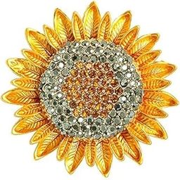 Sunflower Brooch for Women Gold Alloy Rhinestones Brooch Pin Retro Crystal Flower Saree Brooches Pins for Coat, Robe, Shawl Gift-27