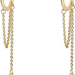 Earrings For Women Gold Tone Linear Chain Tassel Dangler Earrings For Women and Girls-48