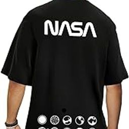 Official NASA Merchandise Men's 100% Cotton 220 GSM Graphic Print Oversized Fit Round Neck T-Shirt-image-92
