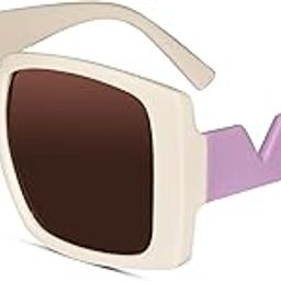 Oversized Square Sunglasses for Women 100% UV Protected | White-picture-40