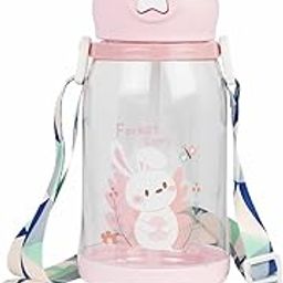 Evvorio BPA Free Cartoon Designed Plastic Sipper Water Bottle for Kids and Toddlers, 600ml, 1 Piece, Pink-image-93