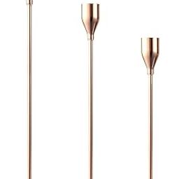 Kiwilon 3-in-1 Candle Holders - Rose Gold | Premium Candle Stick Stand for Home Decoration | Ideal for Taper Candles, Candelabra | Fits 3/4 inch Thick Candles | Easy to Assemble & Elegant-picture-3