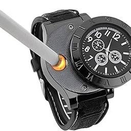 2 in 1 Electronic Cigarette Lighter Watch with USB Rechageable Sporty Wristwatch Stylish Cigarette Lighter Watch, Multifunctional-image-39
