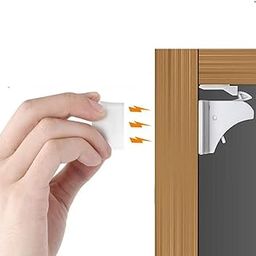 SPY KIDS Magnetic Cabinet Locks-No Drill,Easy Install Child Safety Locks For Cabinets,Cupboards,Drawers&More|Strong 3M Adhesive Tape|Perfect For Kitchen,Closets&Furniture (4 Locks + 1 Key),White-picture-29
