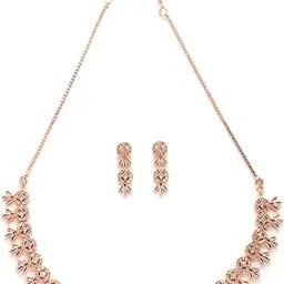 sukkhi Sensational Stylish American Diamond Studded With Rose Gold Detailing Choker Necklace with Dangle Earring Jewellery Set For Women & Girls|NS107413-picture-32