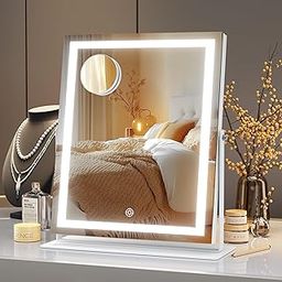 Hasipu - Vanity Mirror with Lights, 11.4"x13.8" LED Makeup Mirror, 3 Color Modes, Touch Control & Brightness Adjustment, 10X Magnification Lighting Mirror, 360° Rotation-image-17