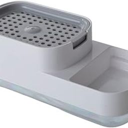 Soap Dispenser for Kitchen with Sponge Holder 400ml, Hollow Design, Durable & Smooth Body, Rust Proof, 3 in 1 Liquid Soap Dispenser, Sink Dish Washing Soap Dispenser Set [NR-1862]-3
