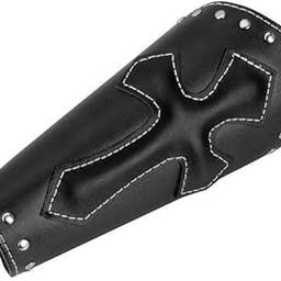 ATORSE 4xPU Leather Punk Arm Guard Cross Wristband Medieval Wrist Bracer Black-image-45