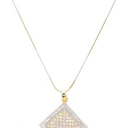 Gold plated CZ American Diamonds Stone-studded Pendant Set with Chain for Women and Girls-0