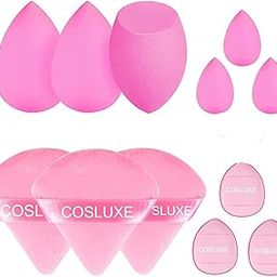 COSLUXE 12 Pcs Makeup Sponge Set, 3 Beauty Blender Sponge, 3 Mini Makeup Sponge & 3 Triangle Puff Set, 3 Finger Puff Mini Makeup Sponges for Foundation, Liquid, Cream, Powder, Beauty Gift Set-2