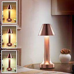 LED Table Lamp, Gold Electroplated, 23.5cm Height, 3 Light Colours with Stepless Dimming, Rechargeable Battery, 15 Hours Runtime-image-77