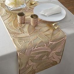 Agee Home Decor Heat Resistant Washable PVC Golden Dining Coffee Center Table Runner For Table 4/6/8 Seater (14X72 Inches), Medium-18