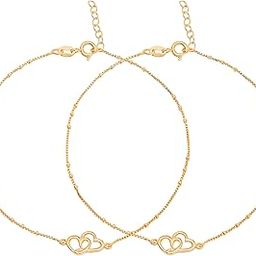 925 Sterling Silver Modest Heart Gold Plating Chain Anklet (Pair) | | Gift for Women & Girls | With Certificate of Authenticity & 925 Stamp|Mother's Day-image-75