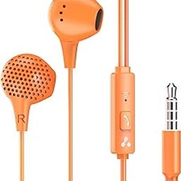 Ambrane Wired Earphones with Mic | 3.5mm Audio Jack | 14mm Driver for HD Sound & Deep Bass | Tangle-Free 1.2m Cable | In-Ear Comfort Fit | Compatible with Mobiles, Tablets, Laptops, PCs (EP-83 Orange)-17
