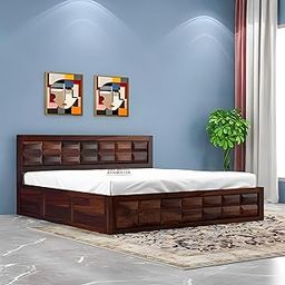 SHREE JEEN MATA ENTERPRISES Solid Sheesham Wood King Size Bed for Bedroom/Hotel | Wooden Double Bed Without Mettress | Finish- Walnut Finish |-image-7