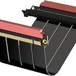 AVA5 PCIE 5.0 Riser Cable | RTX5090 RX9070 GPU Ready | x16 128GB/s Speed | Compatible with PCIe 4.0 | Designed for SSUPD | Double Reverse Black 14cm-10