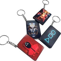 BRIXIE Store & COᵀᴹ Game Design Wooden keychains and keyring action game Pack of 4| power heroes games Multiuse keychains and Key Cases-image-3