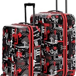 JFK Trolley Bag Set of 2 (S+M) Hardsided Polycarbonate Cabin & Check-in Printed Trolley Bag|8 Wheel Speed_Wheel Suitcase for Men & Women|2000 Days Warranty (Black), 65.5 Centimeters-1