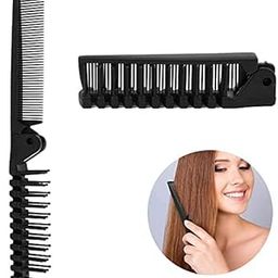 Mincer Anti-Static Massage Fold-able Pocket Hair Comb Brush Double Headed Travel Folding Hair Brush for Girl's and Women's (Black 1)-image-33