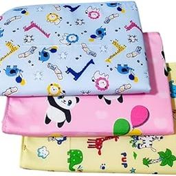 New Born Baby Cotton Plastic Sheet,Sleeping Mat,Waterproof Foam Cushioned,Changing Sheet-Set of 3 Medium (0 to 6 Months) Colour3-image-133