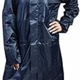 Women's Solid Rain Coat/Overcoat with Hoods and Side Pockets, 100% Waterproof Raincoat for Women, Size-XXL, Color-Blue-14