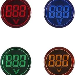 DECENT AIR SYSTEM® 4pcs LED Voltage Meter Indicator AC 60-500V LED Voltmeter Signal Light Digital Display Round Lamp Tester Red Greeb Blue Yellow-29