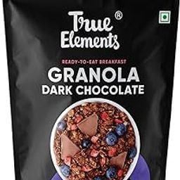 True Elements Granola Dark Chocolate 400g - Baked Granola | Almonds, Berries & Dark Chocolate | Granola for Breakfast | High Fibre Cereal | Diet Snack-8