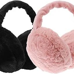 Ear Muffs for Winter Women: 2pcs Plush Black Earmuffs Ear Warmers Fashionable Pink Earmuffs Windproof Unisex Foldable Ear Covers for Men Women Outdoor Running Skiing Riding-image-66