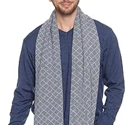 513 Men Acrylic Woolen Casual Winter Wear Geometric Print Knitted Warm Premium Mufflers Grey-picture-16