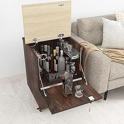 Studio Kook Curio Mini Bar on Wheels | Engineered Wood Bar Cabinet (Junglewood, Matte Finish)-picture-9