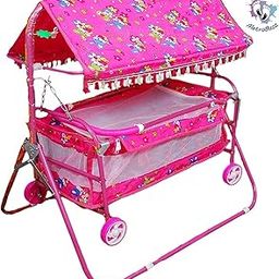 Avani Baby Cradle Cot Cum Stroller (Pink02)-20