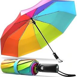 Colorful Rainbow Folding Umbrella – 3-Fold, Auto Open & Close | All-Weather Umbrella for Men, Women & Kids-31