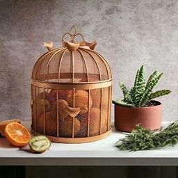 SAIFI HANDICRAFTS Metal Round Bulbul Mesh Fruit Basket ( 32 x 32 x 21 )-image-11