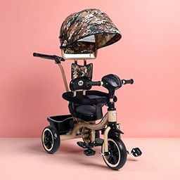 Fun Ride Kids Aster Tricycle with 360 Rotatable Seat, Parental Control Handle, Adjustable Canopy for 1.5 to 5 Years - Musical Trike for Kids with Safety Handle for Boys and Girls (Beige)-2