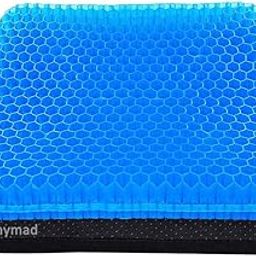 Gel Seat Cushion, Double Thick Egg Gel Seat Cushion with Non-Slip Cover, Breathable Honeycomb Gel Cushion for Pressure Relief Back Pain, for Home Office Chair Cars Wheelchair (16x14x1.6inch)-image-35