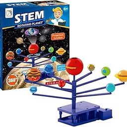 TECPHILE Science Experiment DIY Solar System kit 360° Rotating Planets 3D Model and Laser Projection STEM Learning Educational Toy for 8+ Years Kids, Boy & Girls Planetarium Projector Science Kits-picture-13