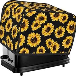 Sunflower Stylish Black 2 Slice Toaster Cover, Waterproof Toaster Dust Cover Bread Maker Protective Cover For Small Kitchen Appliance Dining Room Home Table Decor Gifts-image-53