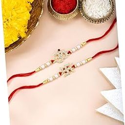 peora Om Shree Ram Swastik Rakhi for Brother Bhaiya | Crystal & Beads Studded | Red Thread | Raksha Bandhan Hamper with Roli Chawal Greeting Card-picture-27