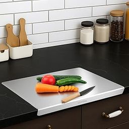 Plantex Stainless Steel Chopper Board for Kitchen Use/L-Shape Chopping Board/Non-Slip, Rust-Proof, Anti-Bacterial Surface Cutting Pad (Pack of 1, Chrome Finish, Size-35.5 cm X 23 cm)-picture-24