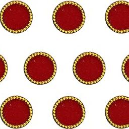 Comet Busters Round Red Handcrafted Bindi With Golden Beads Border For Women (10mm) (BIN052)-image-9