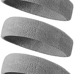Proxima Direct Sweatbands, 3 Pack Ports Headband for Women Men Girls Boys, Super Comfy Sports Sweatband for Gym Workout Yoga Soccer Boxing Tennis (Grey)-image-43