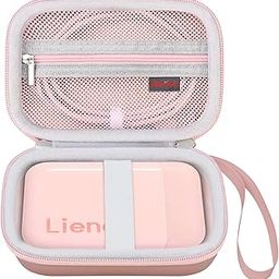 Carrying Case for Liene 2x3” Photo Printer, Portable Instant Printer Travel Holder, Mini Picture Printer Bag. Mesh Pocket Fits Photo Paper, Cable. Pink-80