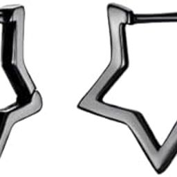 Star Design Hoop Earring Studs Black For Men And Boys Pair-image-22