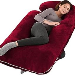 Mom's Moon Pregnancy Pillow, 57 inches Full Body Pillow Pregnancy Maternity Pillow for Pregnant Women Sleeping, Comfort G Shaped Pillow with Removable Washable Velvet Cover(Maroon)-17