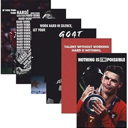 POSTER WALLAH Ronaldo Poster for Home Office and Student Room Wall | Aesthetic Poster | Wall Decor (12x8 Inch) Set of 6 Pieces-image-2