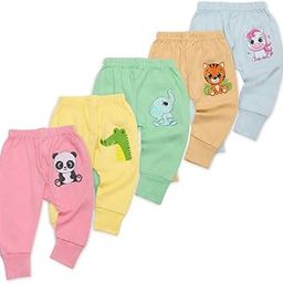 Cotton Unisex Animal Printed Pajama Pants for Boys & Girls (Pack of 5)-1