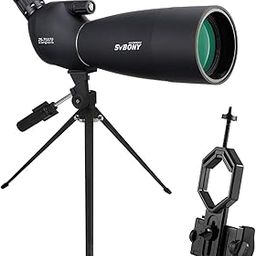 SVBONY SV28 Spotting Scopes with Tripod, 25-75x70 Spotting Scope with Phone Adapter, IP65 Waterproof Fogproof Spotter Scope for Target Shooting, Bird Watching-image-43