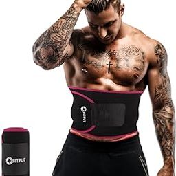 FITPUT Slim Belt for Women Belly Fat Made of Neoprene, Stomach Belt for Men and Women Non-Tearable, Sauna Belt for Tummy Exercise Fitness Waist Trainer, Sweat Slim Belt for Men (Black)-image-30